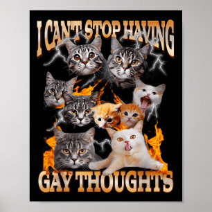 I Can't Stop Having Gay Thoughts Funny Cat Meme Bo Poster
