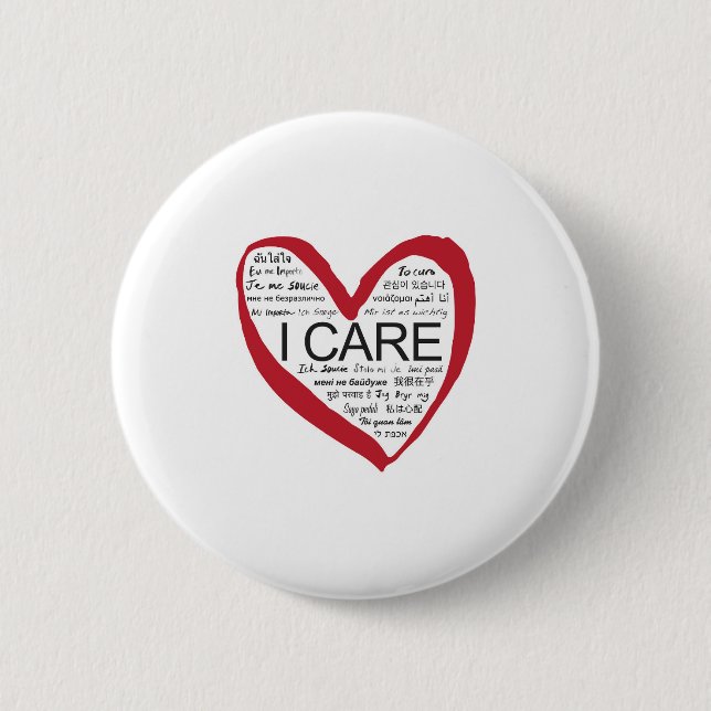 I CARE 6 CM ROUND BADGE (Front)