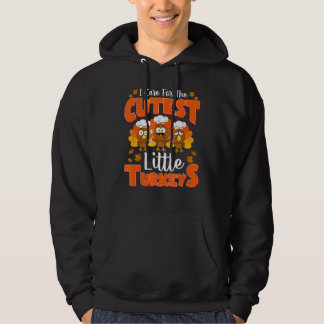 I Care For Cutest Little Turkey Lunch Lady Thanksg Hoodie