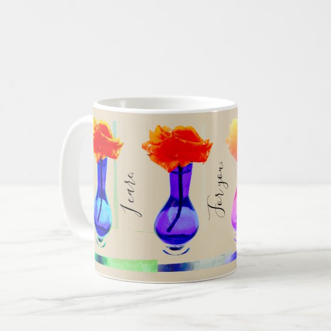 I care for you love's apricot rose coffee mug (Front Left)