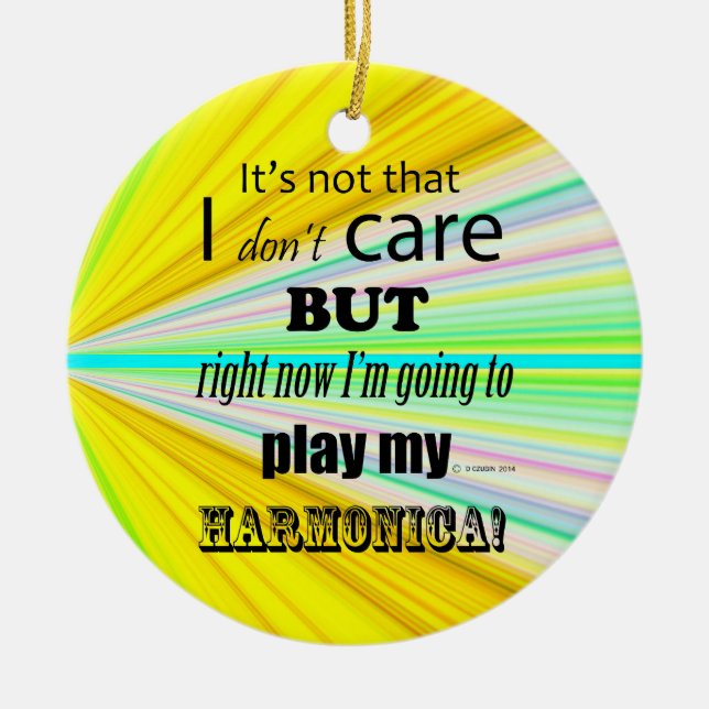 I Care Harmonica Ceramic Ornament (Front)