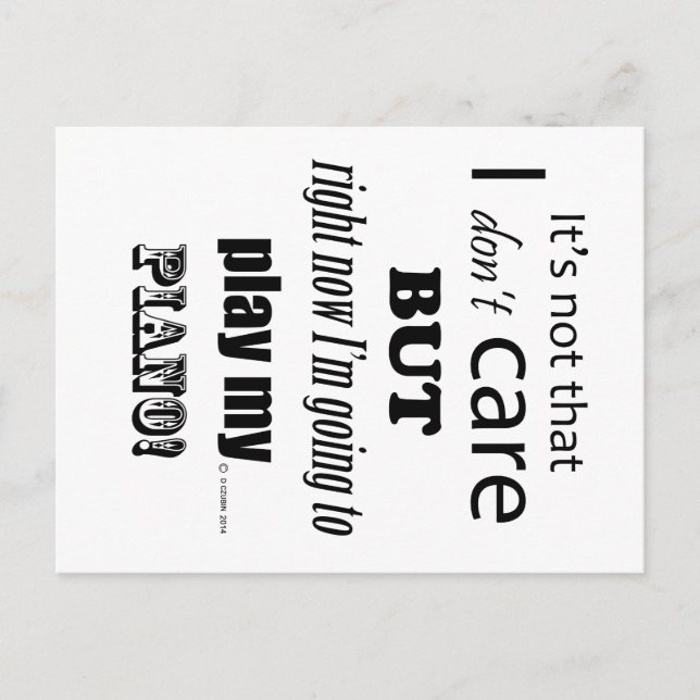 I Care Piano Postcard (Front)