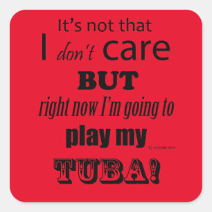I Care Tuba Square Sticker