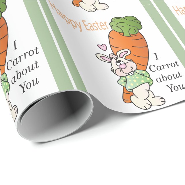 I Carrot About You Bunny Wrapping Paper (Roll Corner)