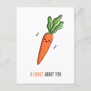 I Carrot About You Funny Pun Postcard
