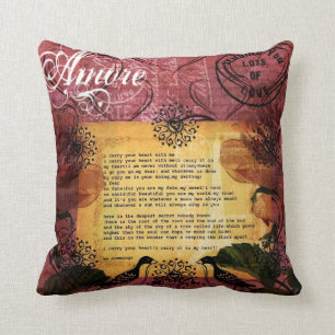 I Carry You In My Heart Amore French Market Style Cushion