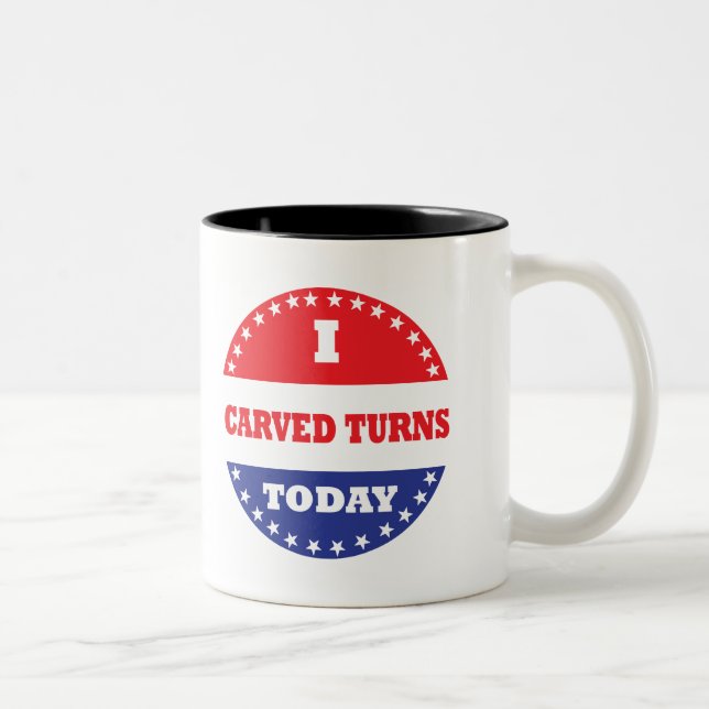 I Carved Turns Today Two-Tone Coffee Mug (Right)