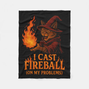 I Cast Fireball On My Problem Cat Rpg Gamer Family Fleece Blanket