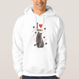 I ❤️ Cats – Cute Cat & Paw Print Design Hoodie