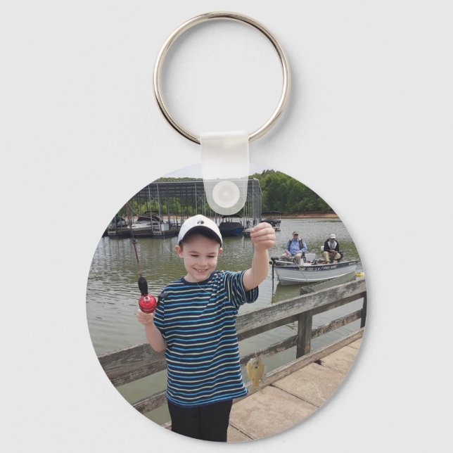I Caught My First Fish with Grandpa Photo Key Ring (Front)
