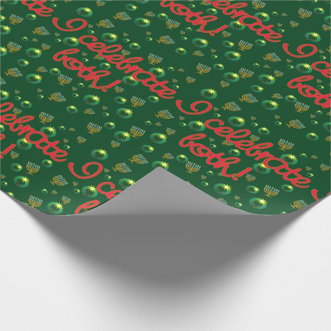 I Celebrate Both! Christmas AND Hanukkah Gift Wrap (Corner)