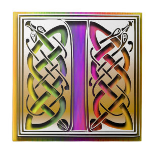 I Celtic Rainbow Custom Monogram Tile