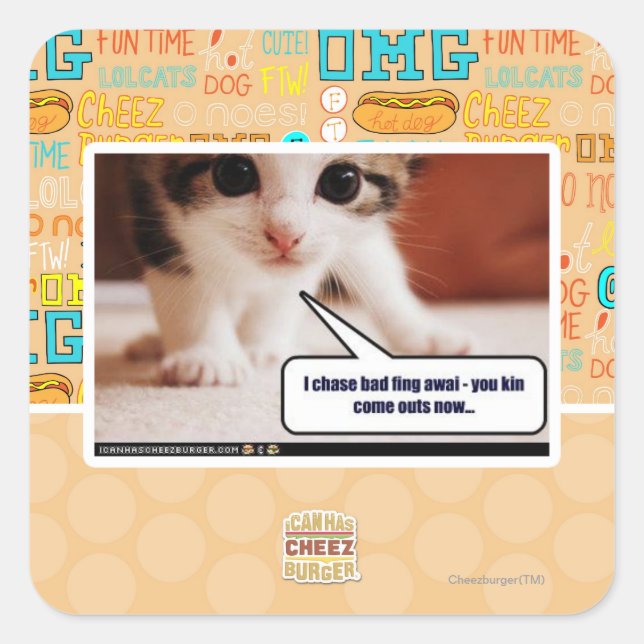 I chase bad fing awai square sticker (Front)