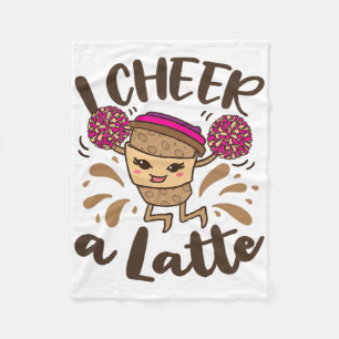 I Cheer A Latte Funny Cheerleader Coffee Cheerlead Fleece Blanket