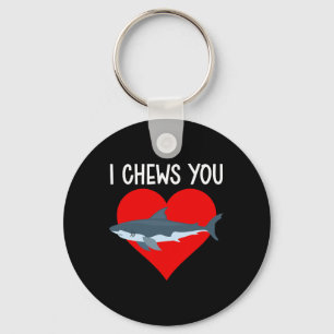I Chews You Funny Shark Valentines Day Couple Kids Key Ring