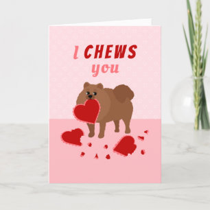 I Chews You Pomeranian Valentine's Day Holiday Car Card