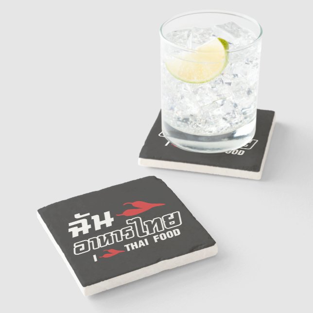 I Chilli (Love) Thai Food Stone Coaster (Side)