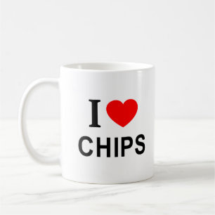 I ❤️ CHIPS I LOVE CHIPS I HEART CHIPS COFFEE MUG