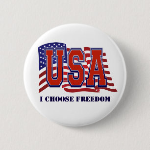 I Choose Freedom American Flag Patriotic 6 Cm Round Badge