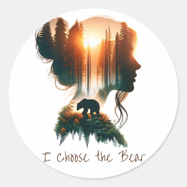 I Choose the Bear Classic Round Sticker (Front)
