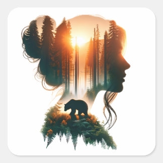 I Choose the Bear Square Sticker