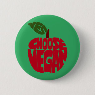 I Choose Vegan - Apple Typography  6 Cm Round Badge