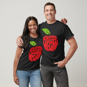 I Choose Vegan - Apple Typography  T-Shirt