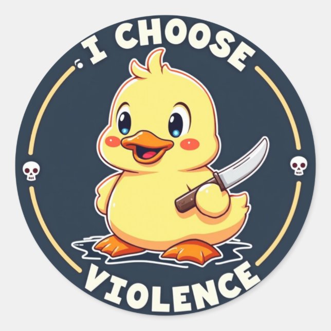 I Choose Violence - Cute Duck Sticker (Front)