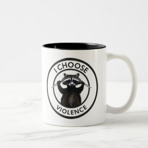 I Choose Violence Funny Raccoon Two-Tone Coffee Mug