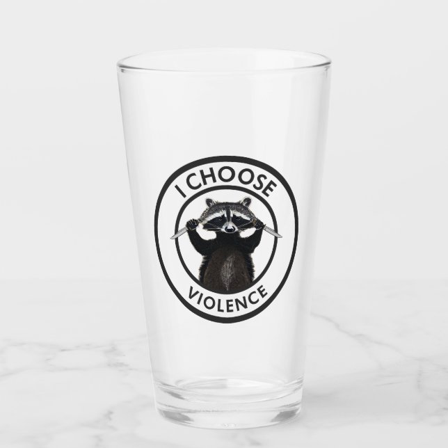 I Choose Violence Funny Racoon Glass (Front)