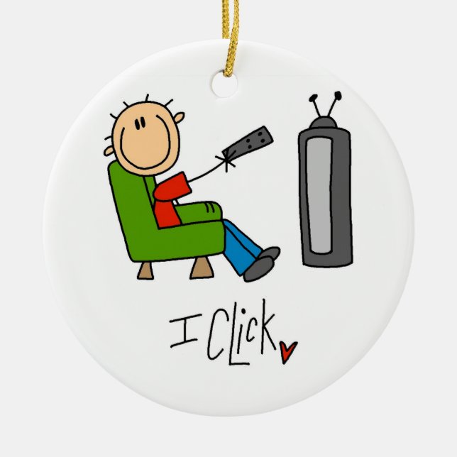 I Click TV Addict Ceramic Tree Decoration (Front)