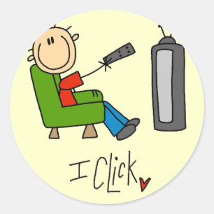 I Click TV Addict T-shirts and Gifts Classic Round Sticker