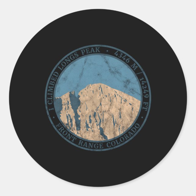 I Climbed Longs Peak Classic Round Sticker (Front)