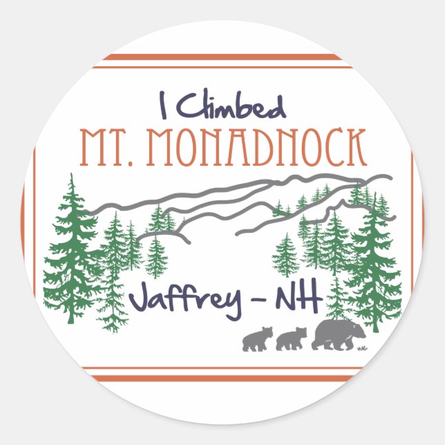 I Climbed Mt. Monadnock Classic Round Sticker (Front)