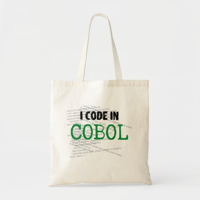 I code in COBOL.w Tote Bag (Front)