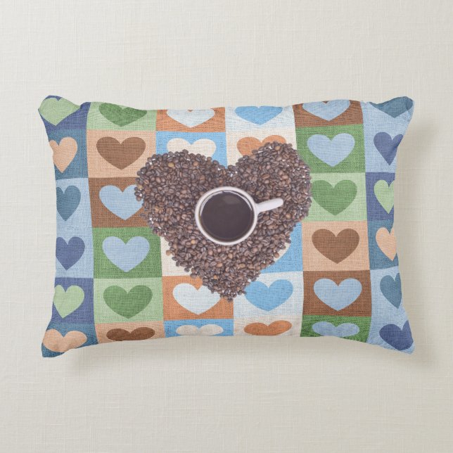 I ♥ Coffee Custom Cotton Accent Pillow 16" x 12" (Front)