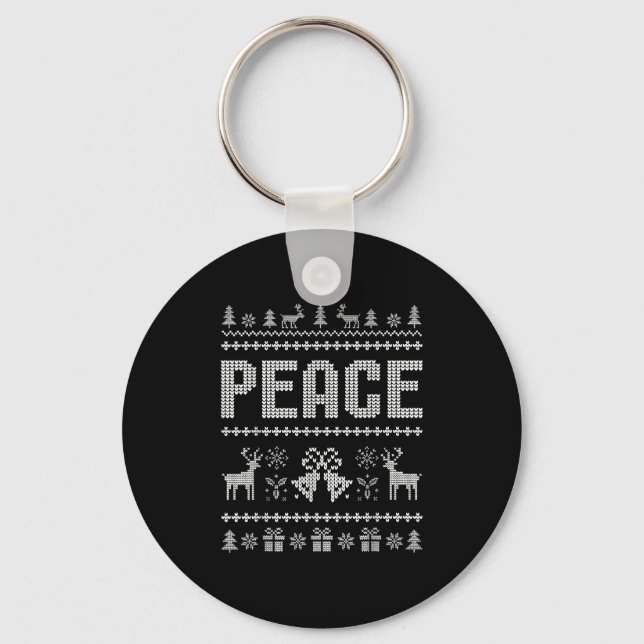 I Come In Peace Christmas Xmas Reindeer Holiday Co Key Ring (Front)