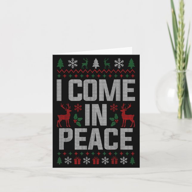I Come In Peace Couple Matching Ugly Christmas Swe Card (Front)