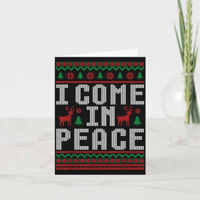 I Come In Peace Couple Matching Ugly Christmas Swe Card (Front)