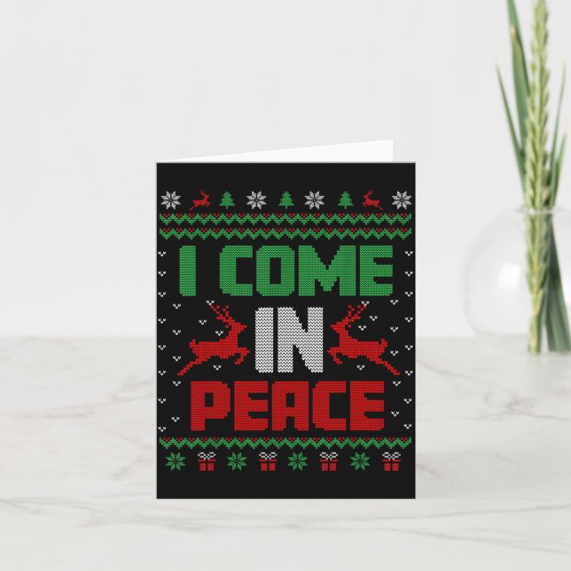 I Come In Peace Couple Matching Ugly Christmas Swe Card (Front)