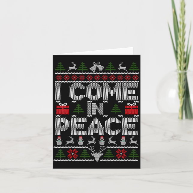 I Come In Peace Couple Matching Ugly Christmas Swe Card (Front)