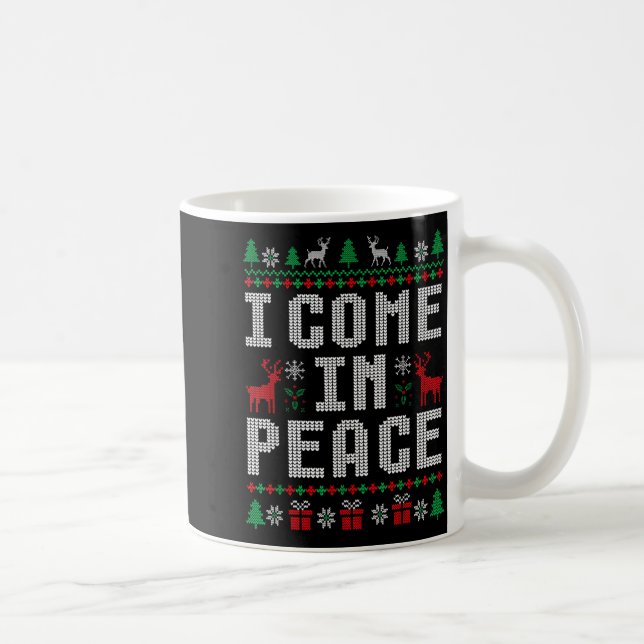 I Come In Peace Couple Matching Ugly Christmas Swe Coffee Mug (Right)