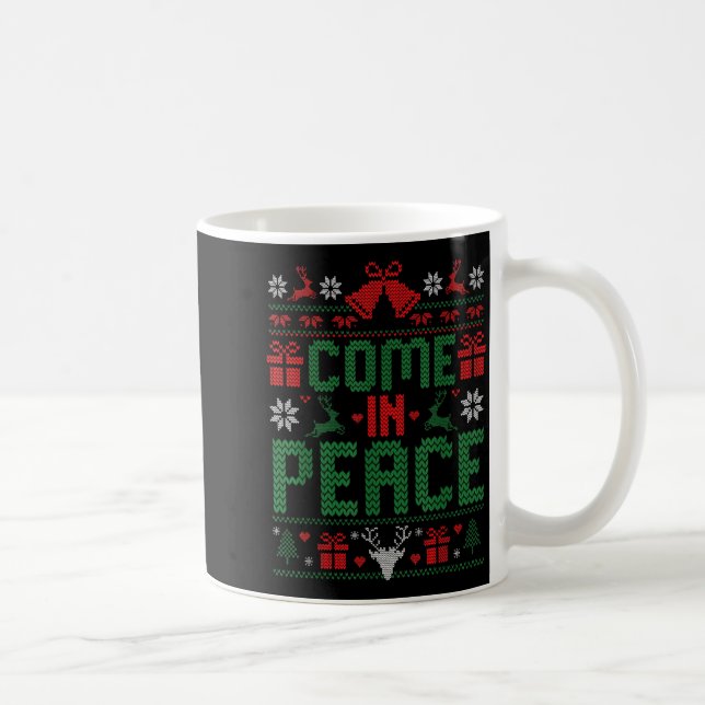 I Come In Peace Couple Matching Ugly Christmas Swe Coffee Mug (Right)