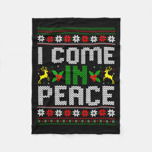 I Come In Peace Couple Matching Ugly Christmas Swe Fleece Blanket