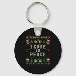I Come In Peace Couple Matching Ugly Christmas Swe Key Ring