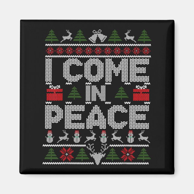 I Come In Peace Couple Matching Ugly Christmas Swe Magnet (Front)
