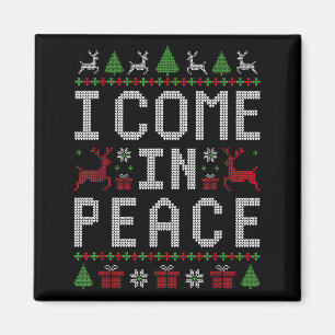 I Come In Peace Couple Matching Ugly Christmas Swe Magnet