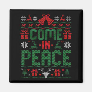 I Come In Peace Couple Matching Ugly Christmas Swe Magnet
