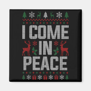 I Come In Peace Couple Matching Ugly Christmas Swe Magnet