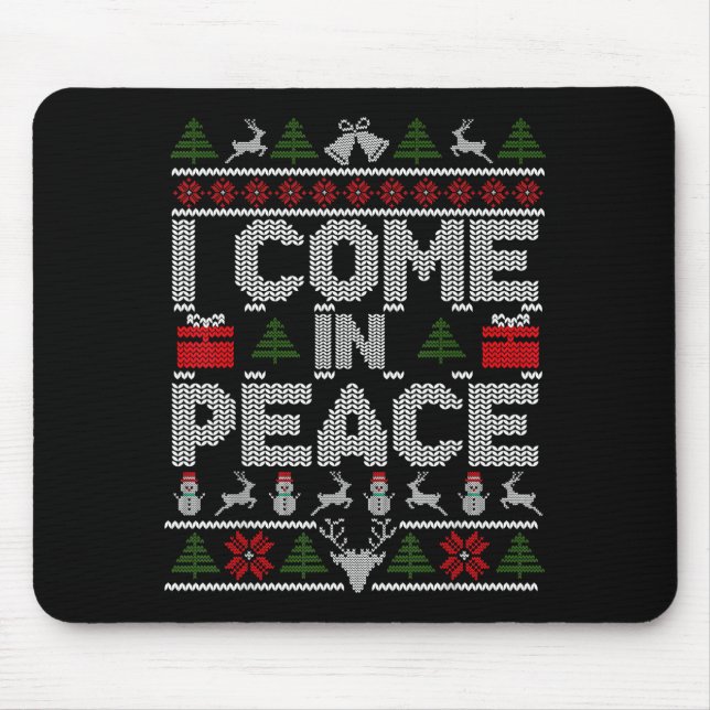 I Come In Peace Couple Matching Ugly Christmas Swe Mouse Pad (Front)